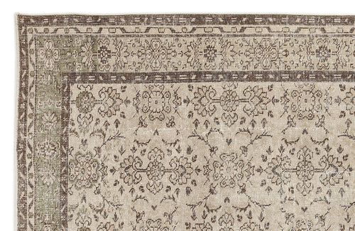 Atina 7335 Beige Vintage Wool Handmade Area Rug 6'2" x 9'7"