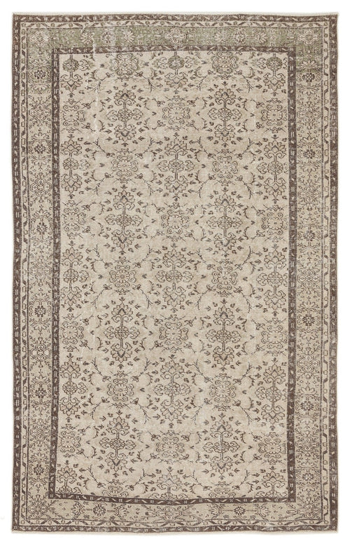 Atina 7335 Beige Vintage Wool Handmade Area Rug 6'2" x 9'7"