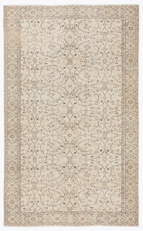 Atina 7363 Beige Vintage Wool Handmade Area Rug 5'7" x 9'1"