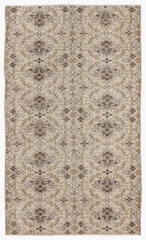 Atina 7404 Beige Vintage Wool Handmade Area Rug 5'5" x 9'0"