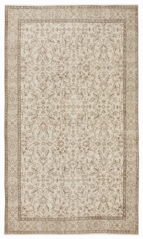 Atina 7434 Beige Vintage Wool Handmade Area Rug 5'5" x 9'4"
