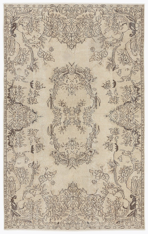 Atina 7477 Beige Vintage Wool Handmade Area Rug 5'7" x 8'11"