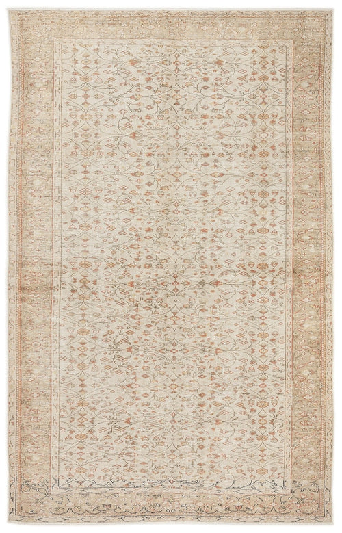 Atina 7540 Beige Vintage Wool Handmade Area Rug 6'5" x 10'2"