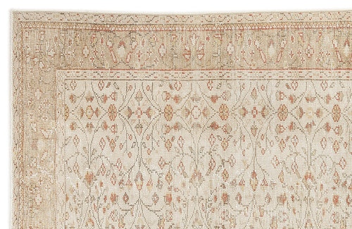 Atina 7540 Beige Vintage Wool Handmade Area Rug 6'5" x 10'2"