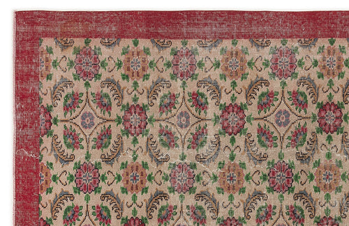 Atina 7602 Beige Vintage Wool Handmade Area Rug 6'2" x 9'3"