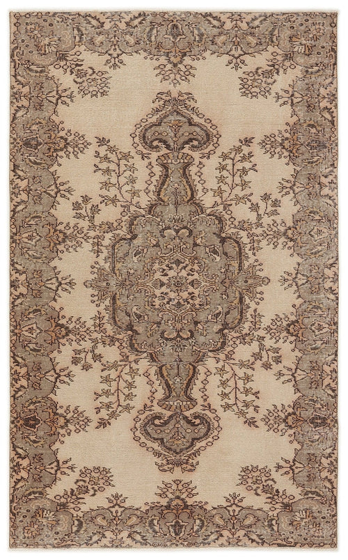 Atina 7620 Beige Vintage Wool Handmade Area Rug 5'3" x 8'6"