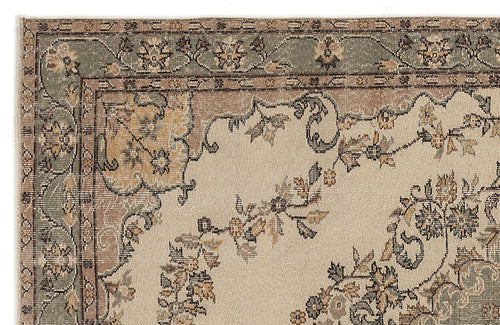 Atina 7690 Beige Vintage Wool Handmade Area Rug 5'7" x 8'11"