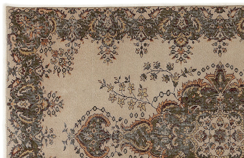 Atina 7724 Beige Vintage Wool Handmade Area Rug 5'2" x 8'6"