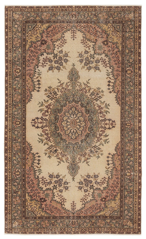 Atina 7819 Brown Vintage Wool Handmade Area Rug 5'6" x 9'2"