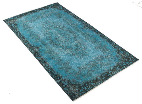 Atina 8034 Turquoise Vintage Wool Handmade Area Rug 3'9" x 6'11"