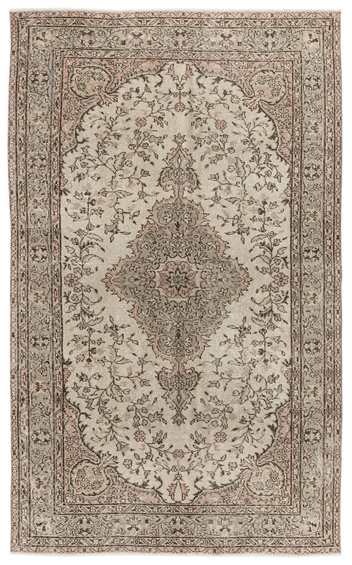 Atina 8063 Beige Vintage Wool Handmade Area Rug 5'4" x 8'11"