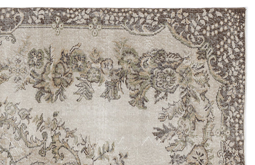 Atina 8184 Beige Vintage Wool Handmade Area Rug 5'8" x 9'3"