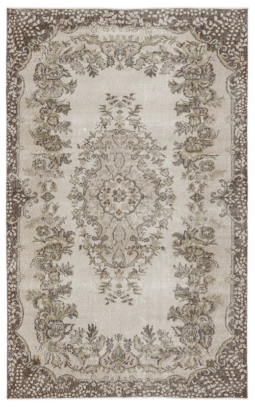 Atina 8184 Beige Vintage Wool Handmade Area Rug 5'8" x 9'3"