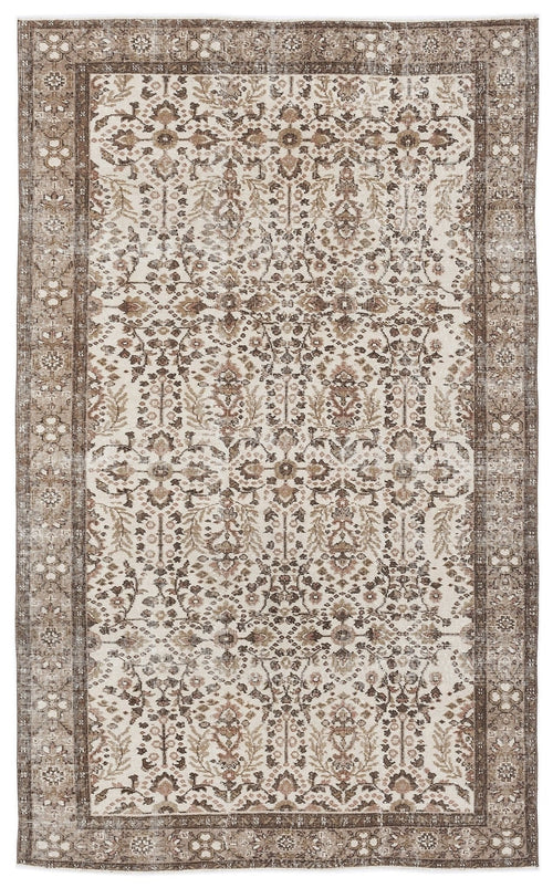 Atina 8189 Beige Vintage Wool Handmade Area Rug 5'5" x 8'11"