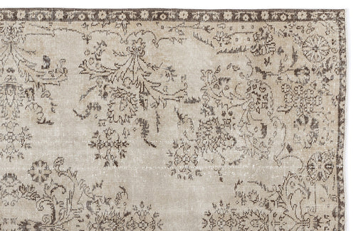 Atina 8231 Beige Vintage Wool Handmade Area Rug 5'6" x 9'1"