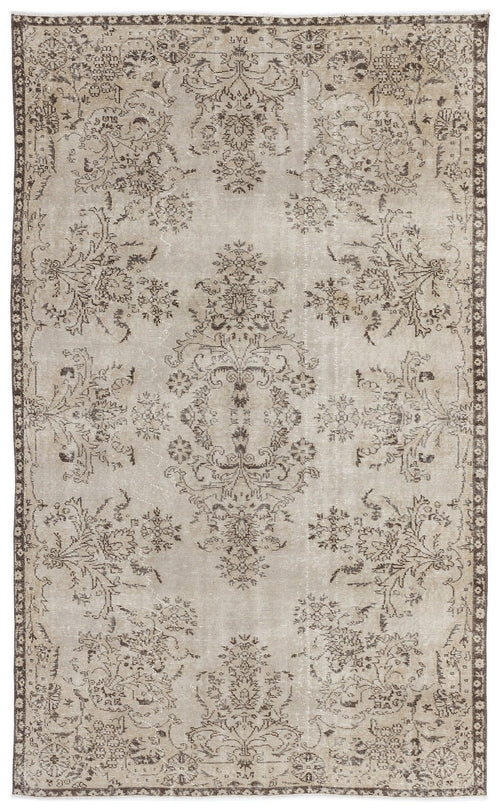 Atina 8231 Beige Vintage Wool Handmade Area Rug 5'6" x 9'1"
