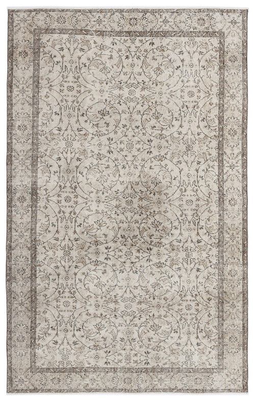 Atina 8245 Beige Vintage Wool Handmade Area Rug 5'5" x 8'8"
