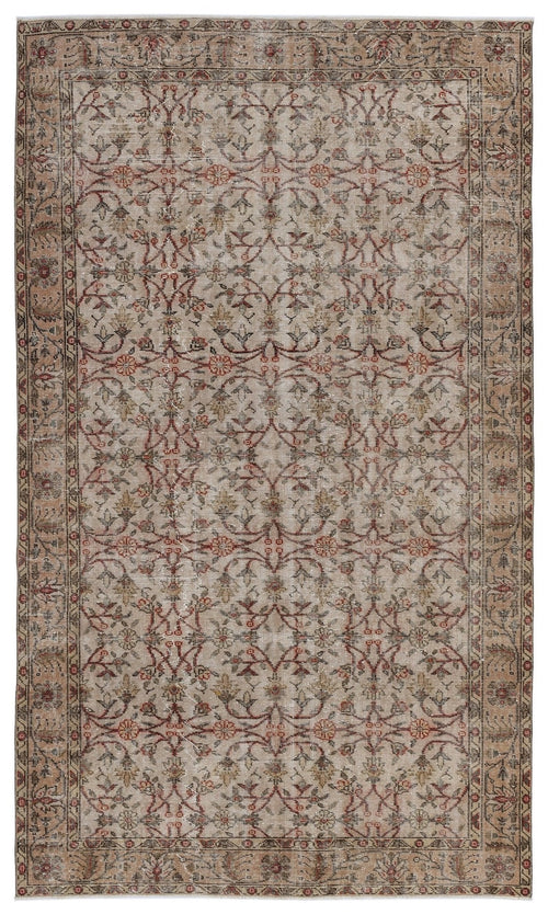 Atina 8385 Beige Vintage Wool Handmade Area Rug 5'5" x 9'5"