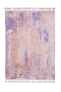 Modern Cotton Area Rug – Pink Digital Print Chenille Carpet for Living Room