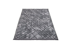 Grey Geometric Area Rug – Cotton Chenille Digital Print Carpet by Pia Monte