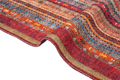 Red Striped Area Rug – Cotton Chenille Digital Print Carpet by Pia Monte