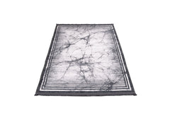 Grey Marble Area Rug - Cotton Chenille Digital Print Carpet With Non Slip Backing
