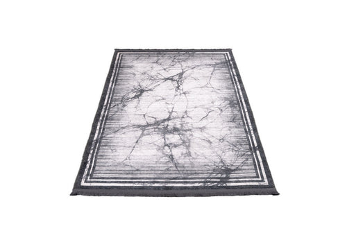 Grey Marble Area Rug - Cotton Chenille Digital Print Carpet With Non Slip Backing