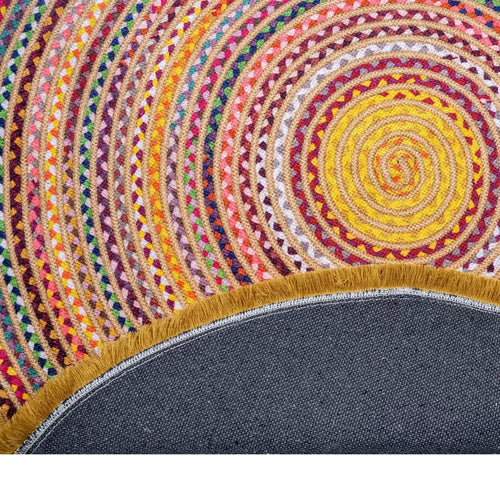 Yellow Striped Area Rug – Cotton Chenille Digital Print Rug by Pia Monte