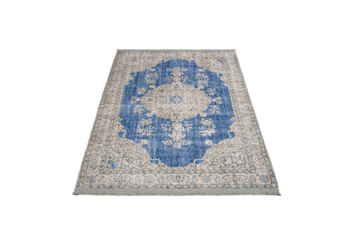 Classic Blue Area Rug - Cotton Chenille Digital Print Carpet for Living Room Decor