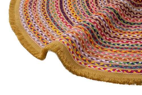 Yellow Striped Area Rug – Cotton Chenille Digital Print Rug by Pia Monte