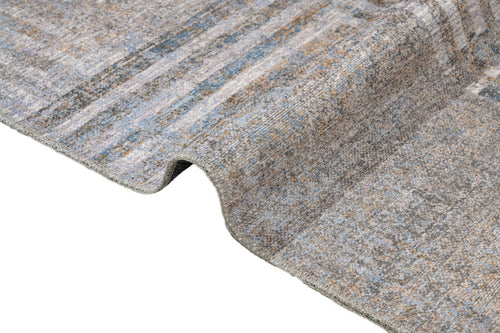 Geometric Area Rug - Grey Cotton Chenille Digital Print Carpet for Modern Living Room