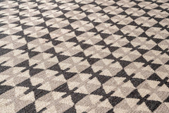 Black Geometric Area Rug – Cotton Chenille Digital Print Carpet for Living Room