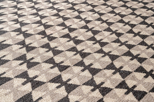 Black Geometric Area Rug – Cotton Chenille Digital Print Carpet for Living Room