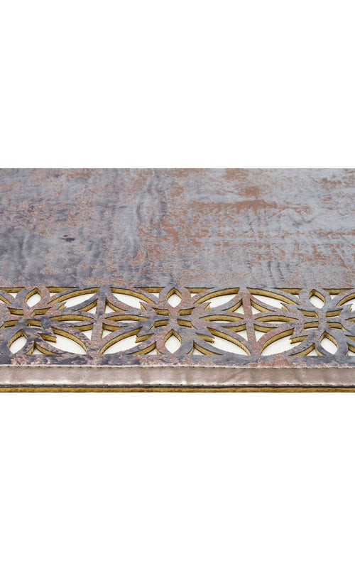 Modern Leather Rug – Blue Artificial Leather Carpet | Shiny Bordered, Anti Slip