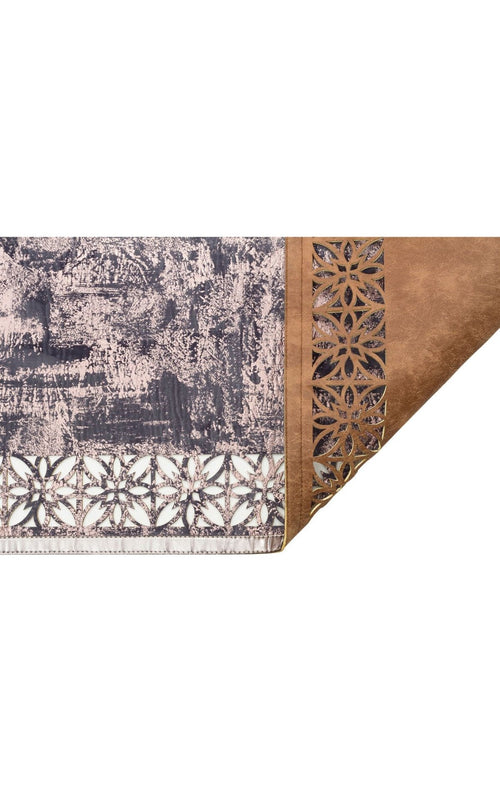 Modern Leather Rug – Blue Artificial Leather Carpet | Shiny Bordered, Anti Slip