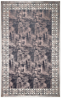 Modern Leather Rug – Blue Artificial Leather Carpet | Shiny Bordered, Anti Slip