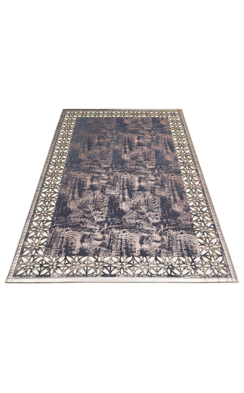 Modern Leather Rug – Blue Artificial Leather Carpet | Shiny Bordered, Anti Slip