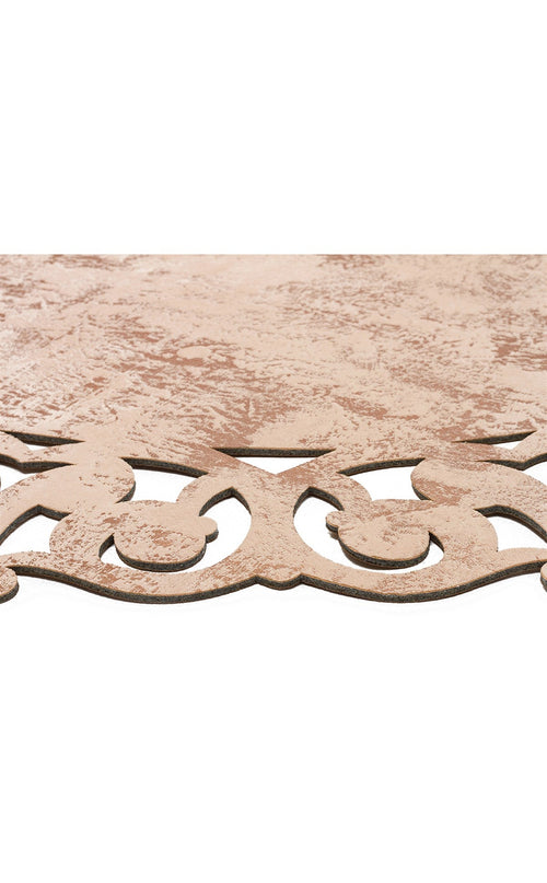 Modern Leather Rug – Copper Colored Washable Non Slip Carpet with Shiny Border
