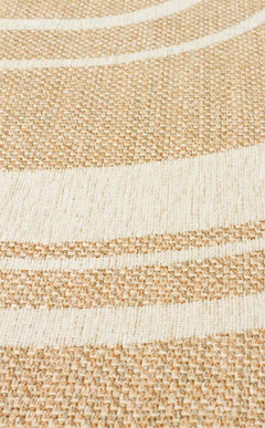 Oval Cotton Kilim - Modern Striped Cream Rug | Non Slip Flatweave Carpet