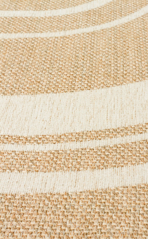 Oval Cotton Kilim - Modern Striped Cream Rug | Non Slip Flatweave Carpet