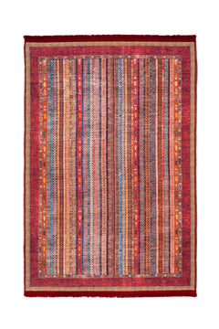 Red Striped Area Rug – Cotton Chenille Digital Print Carpet by Pia Monte