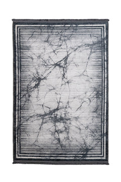 Grey Marble Area Rug - Cotton Chenille Digital Print Carpet With Non Slip Backing
