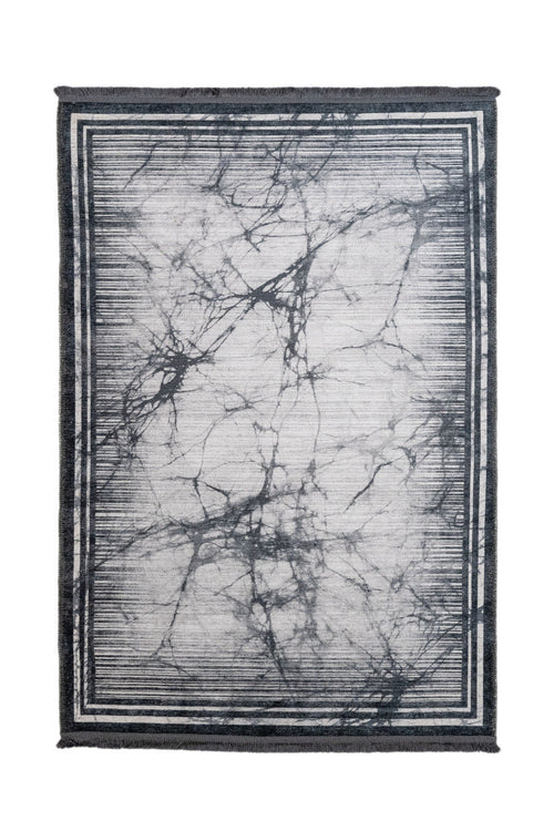 Grey Marble Area Rug - Cotton Chenille Digital Print Carpet With Non Slip Backing