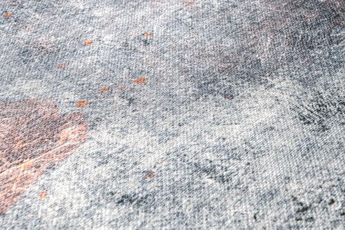 Grey Cotton Area Rug - Digital Print Chenille Carpet for Modern Living Room