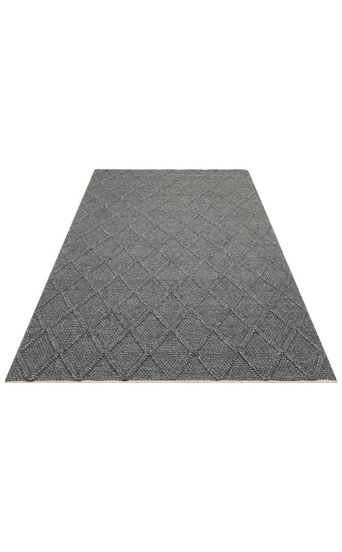 Hand-Knitted Geometric Rug – Anthracite Area Rug With Soft Texture Carpet