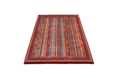 Red Striped Area Rug – Cotton Chenille Digital Print Carpet by Pia Monte