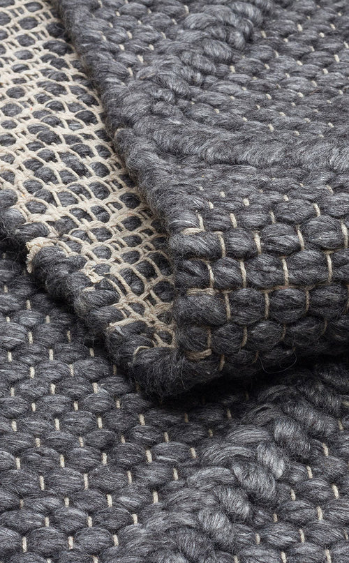 Hand-Knitted Geometric Rug – Anthracite Area Rug With Soft Texture Carpet
