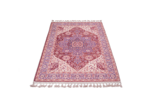 Pink Cotton Area Rug – Classic Chenille Digital Print Carpet with Anti-Slip Backing