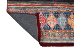 Burgundy Striped Area Rug - Cotton Chenille Digital Print Carpet for Living Room