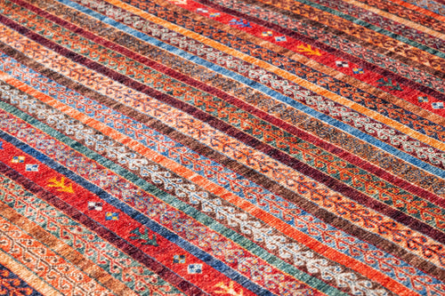 Red Striped Area Rug – Cotton Chenille Digital Print Carpet by Pia Monte